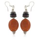 Navajo .925 Sterling Silver Hooks Certified Authentic Natural Carnelian Hematite Native American Dangle Earrings 18252-3